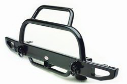 Body Armor CJ-1031 Front Bumper w/ Twin Hoop 50in. Black w/Shackle Mount And 2 in. Receiver Tube 
