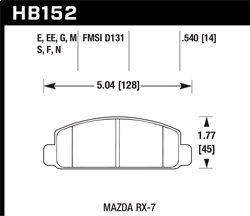Hawk Performance HB152F.540 Disc Brake Pad HPS Performance Street w/0.540 Thickness 