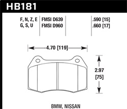 Hawk Performance HB181E.660 Disc Brake Pad Blue 9012 w/0.660 Thickness 