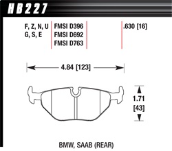 Hawk Performance HB227F.630 Disc Brake Pad HPS Performance Street w/0.630 Thickness 