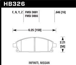 Hawk Performance HB326Y.646 Disc Brake Pad LTS w/0.646 Thickness 