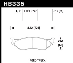 Hawk Performance HB335F.815 Disc Brake Pad HPS Performance Street w/0.815 Thickness 