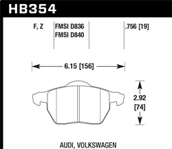 Hawk Performance HB354Z.756A Disc Brake Pad Performance Ceramic w/0.756 Thickness Oval w/One Square End 