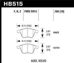 Hawk Performance HB515Z.760 Disc Brake Pad Performance Ceramic w/0.760 Thickness 