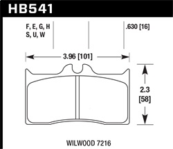 Hawk Performance HB541H.630 Disc Brake Pad DTC-05 w/0.630 Thickness Fits Wilwood 