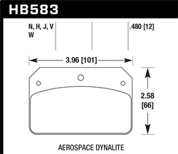 Hawk Performance HB583H.480 Disc Brake Pad DTC-05 w/0.480 Thickness Fits Aerospace Dynalite w/0.218 in. Hole 