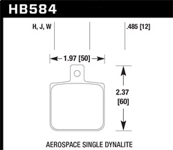 Hawk Performance HB584J.485 Disc Brake Pad DR-97 w/0.485 Thickness Fits Aerospace Single Dynalite w/0.218 in. Hole 