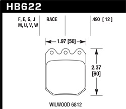 Hawk Performance HB622F.490 Disc Brake Pad HPS w/0.490 Thickness Fits Wilwood DLS 