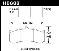 Hawk Performance HB688G.710 Disc Brake Pad DTC-60 w/0.710 Thickness Fits AP Racing Stop Tech 