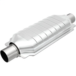 MagnaFlow 49 State Converter 95505 95500 Series Large Oval OBDII Compliant Universal Catalytic Converter 2.25 in. In/Out 15.5 in. Body/19.5 in. Overall Length 7in. Wide 49 State 