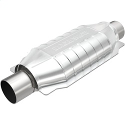 MagnaFlow 49 State Converter 99006HM 99000 Series Universal Catalytic Converter Heavy Metal Loaded 2.5 in. Inlet/Outlet Center/Center Oval L-12 in. W-6.5 in. Overall Length 16 in. 49 State 
