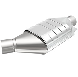 MagnaFlow 49 State Converter 99076HM 99000 Series Universal Catalytic Converter Heavy Metal Loaded2.5 in. Inlet/Outlet30 deg. Center/Angled OffsetOvalL-13 1/8 in.W-7 in.Overall L-16 in.49 State 