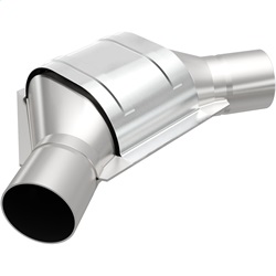 MagnaFlow 49 State Converter 99184HM 99000 Series Universal Catalytic Converter Heavy Metal Loaded 2 in. In/Out Angled Offset/Center Oval L-9.25 in. W-6 in. Overall L-11.5 in. 49 State 