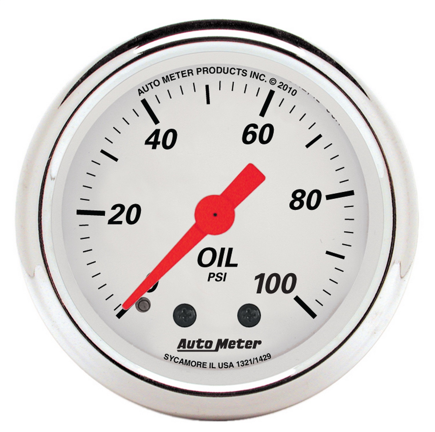 Auto Meter Auto Meter 1321 Arctic White; Mechanical Oil Pressure Gauge