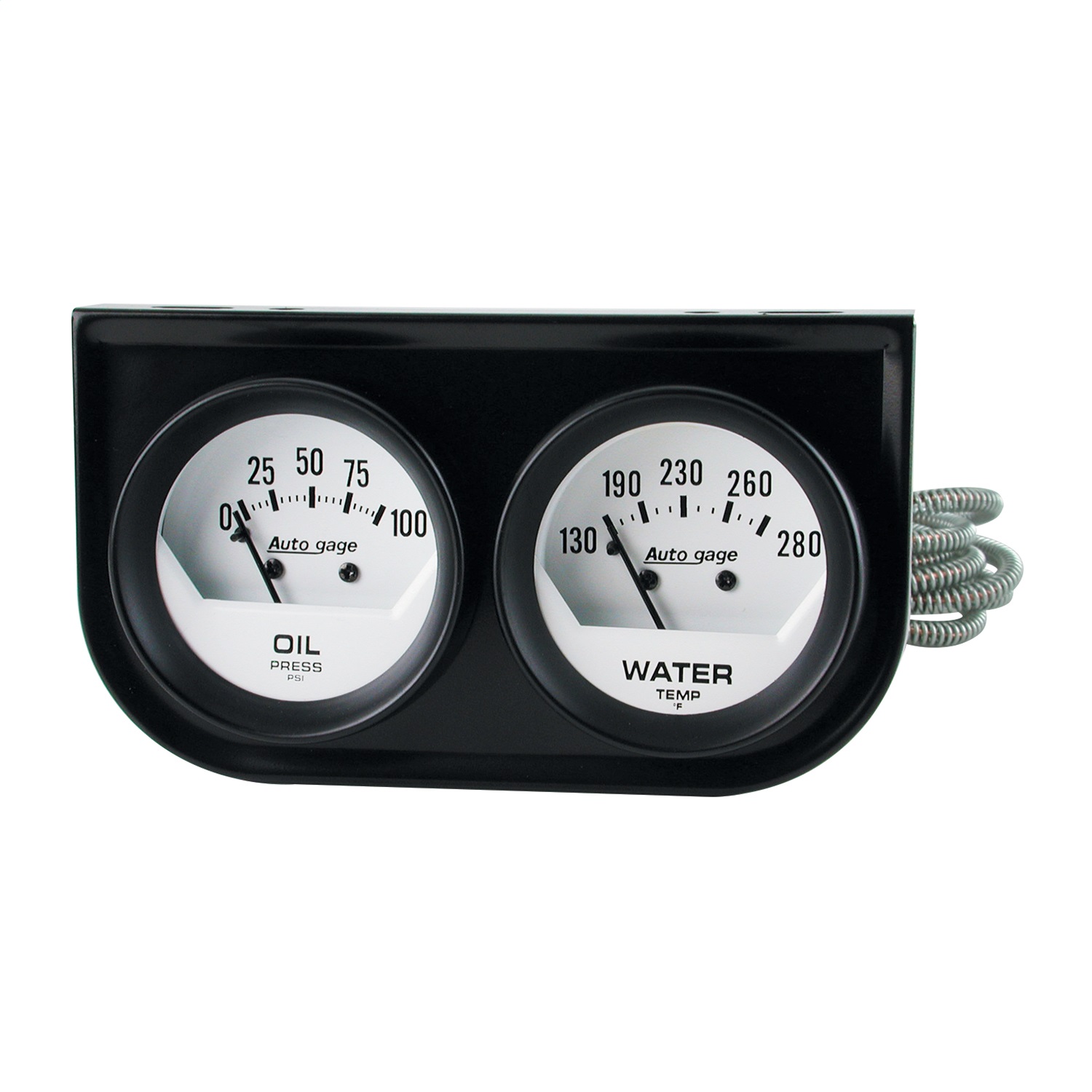 Auto Meter Auto Meter 2323 Autogage; White Oil/Water Gauge; Black Console