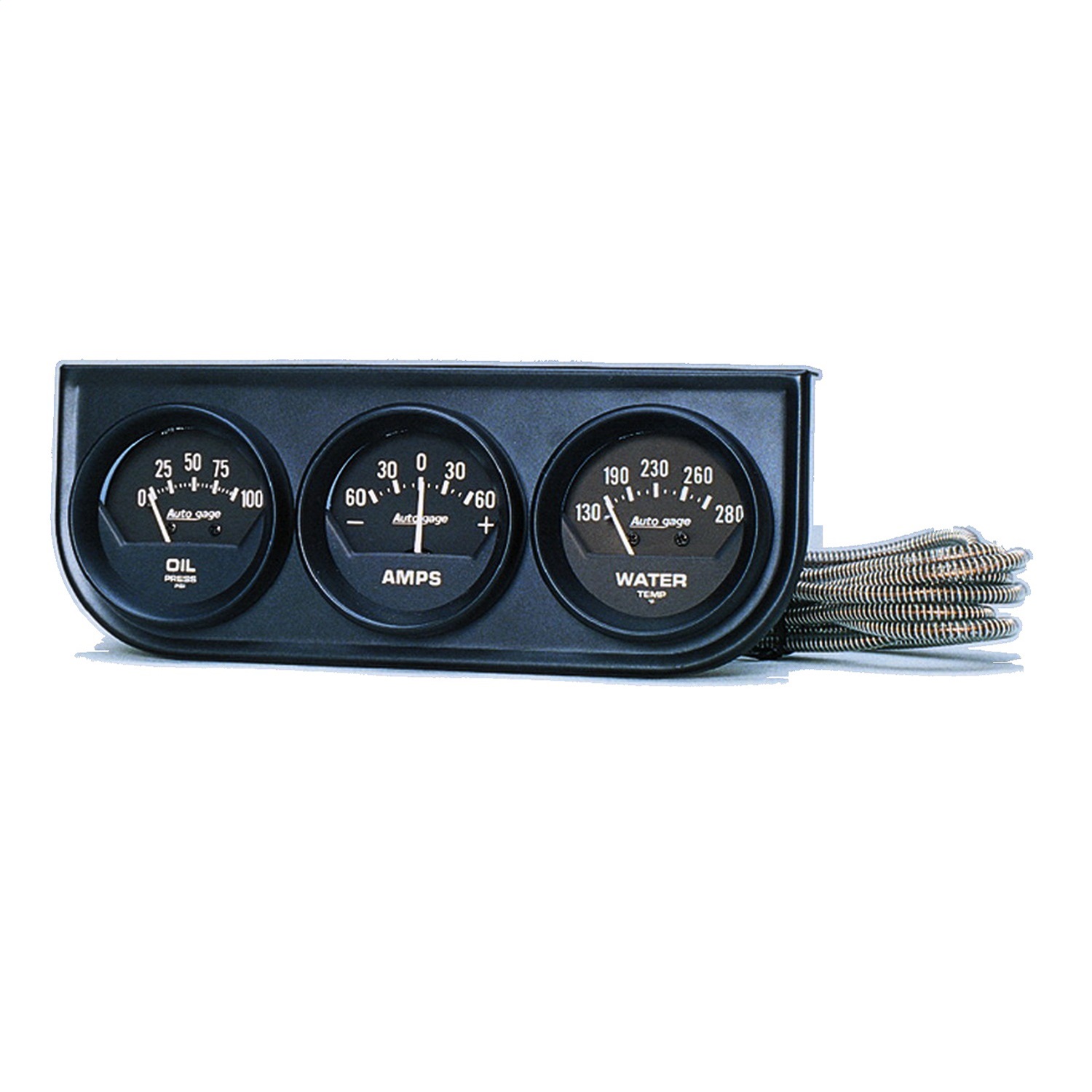 Auto Meter Auto Meter 2347 Autogage; Black Oil/Amp/Water; Black Console