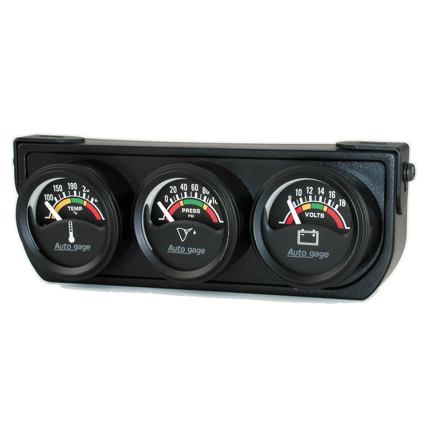 Auto Meter Auto Meter 2391 Autogage; Electric Mini Oil/Volt/Water Gauge; Black Console
