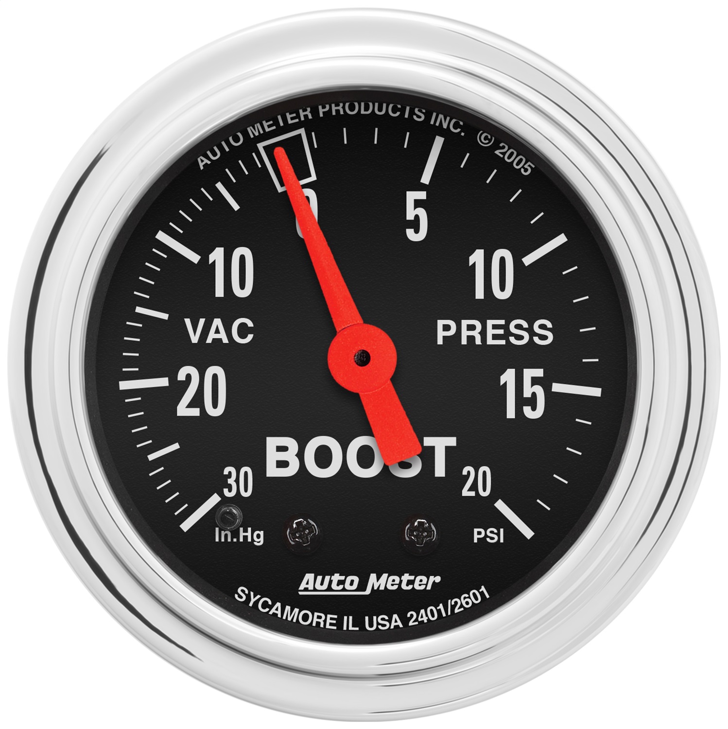 Auto Meter Auto Meter 2401 Traditional Chrome Mechanical Boost/Vacuum Gauge