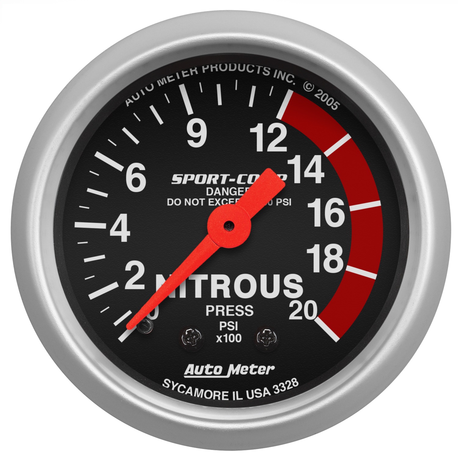 Auto Meter Auto Meter 3328 Sport-Comp; Mechanical Nitrous Pressure Gauge
