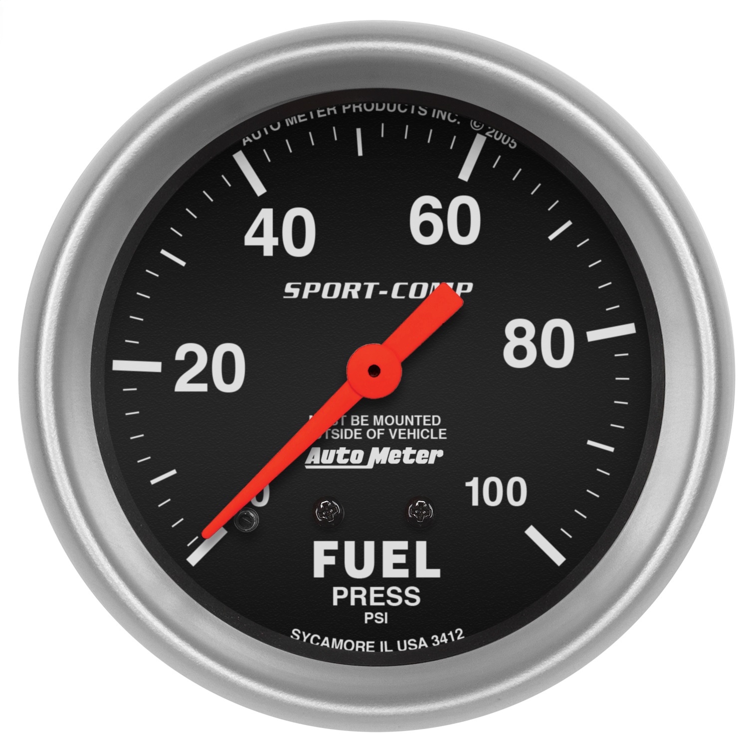 Auto Meter Auto Meter 3412 Sport-Comp; Mechanical Fuel Pressure Gauge