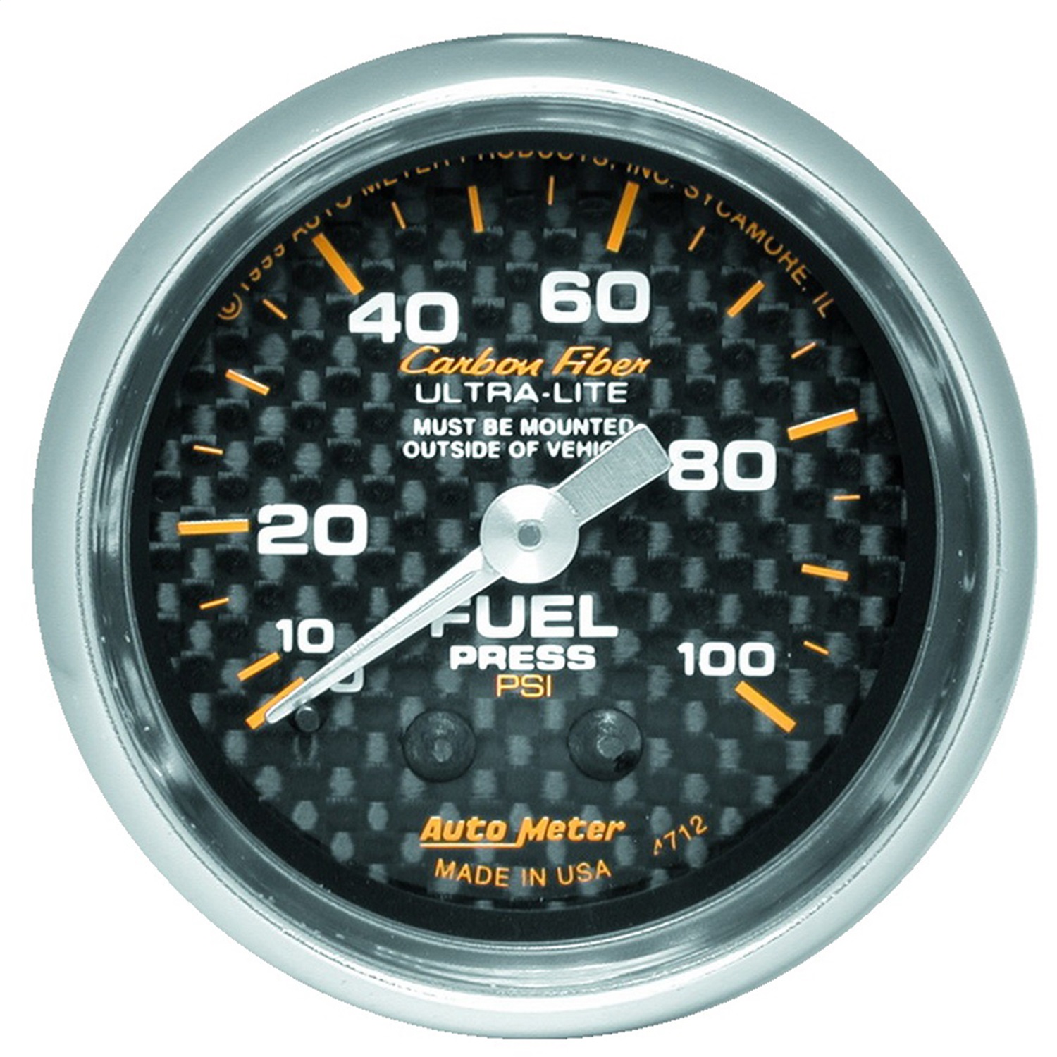 Auto Meter Auto Meter 4712 Carbon Fiber; Mechanical Fuel Pressure Gauge