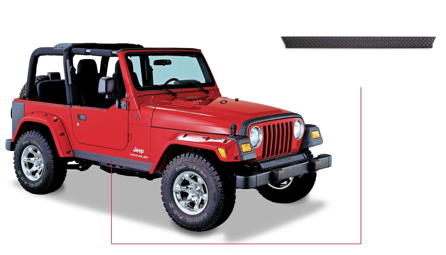 Bushwacker Bushwacker 14002 TrailArmor; Rocker Panel 97-06 Wrangler (TJ)