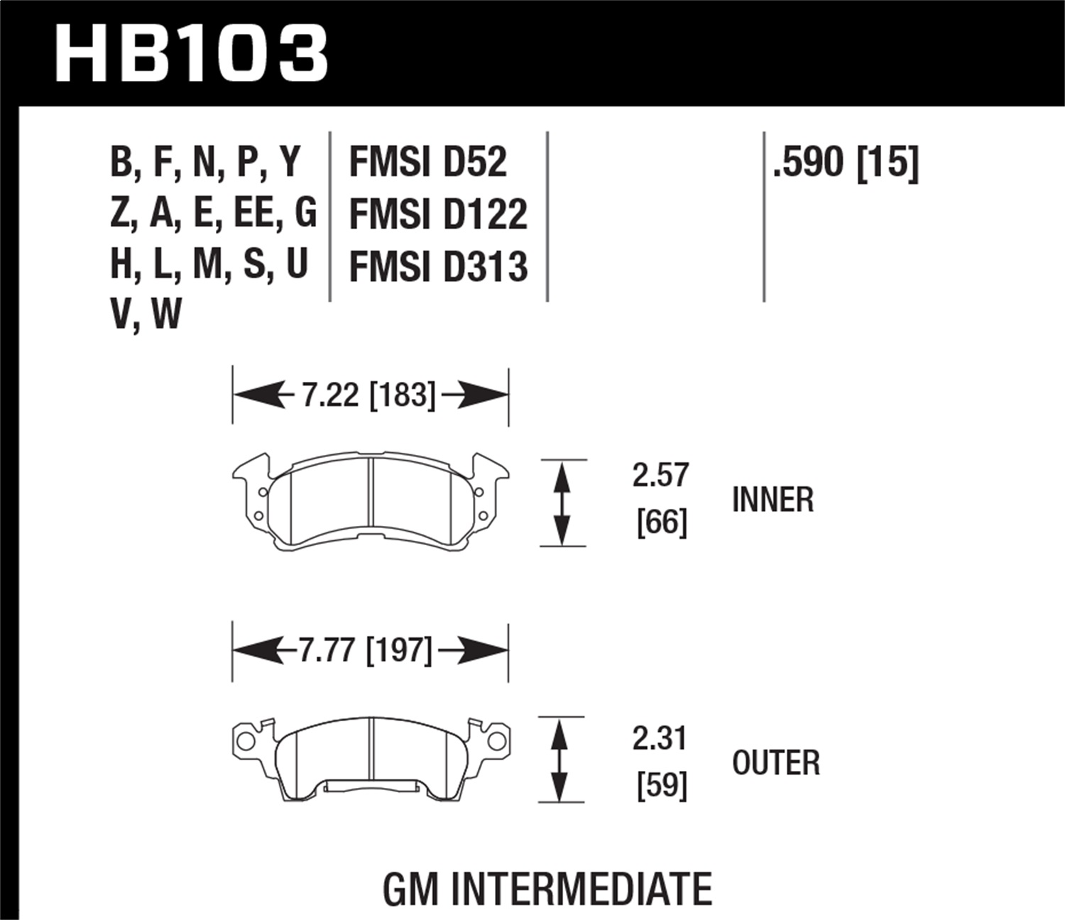 Hawk Performance Hawk Performance HB103W.590 Disc Brake Pad