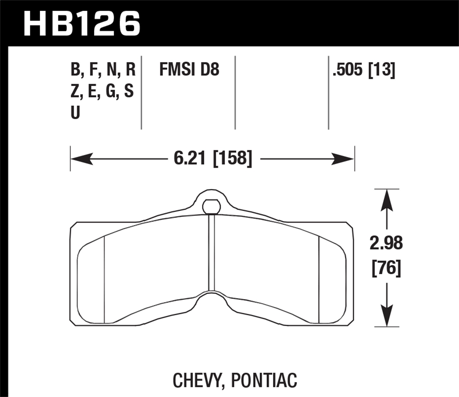 Hawk Performance Hawk Performance HB126F.505 Disc Brake Pad Fits 66-82 Camaro Corvette