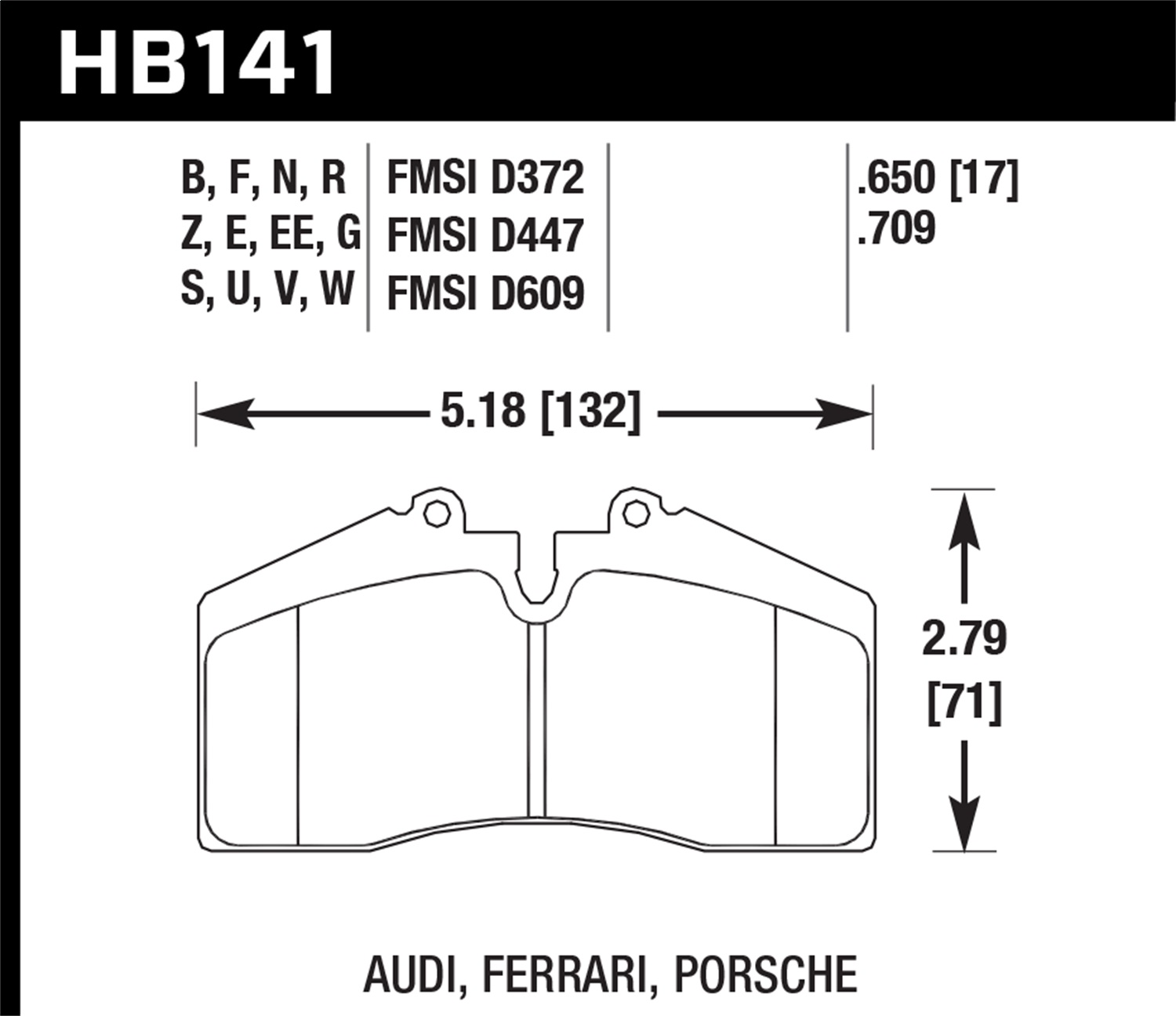 Hawk Performance Hawk Performance HB141Z.650 Disc Brake Pad Fits 86-98 456 GT 911 928 944 968