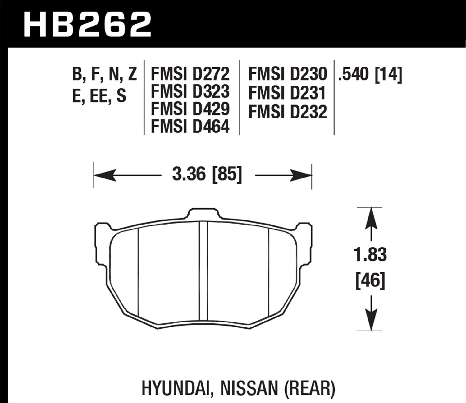 Hawk Performance Hawk Performance HB262N.540 Disc Brake Pad