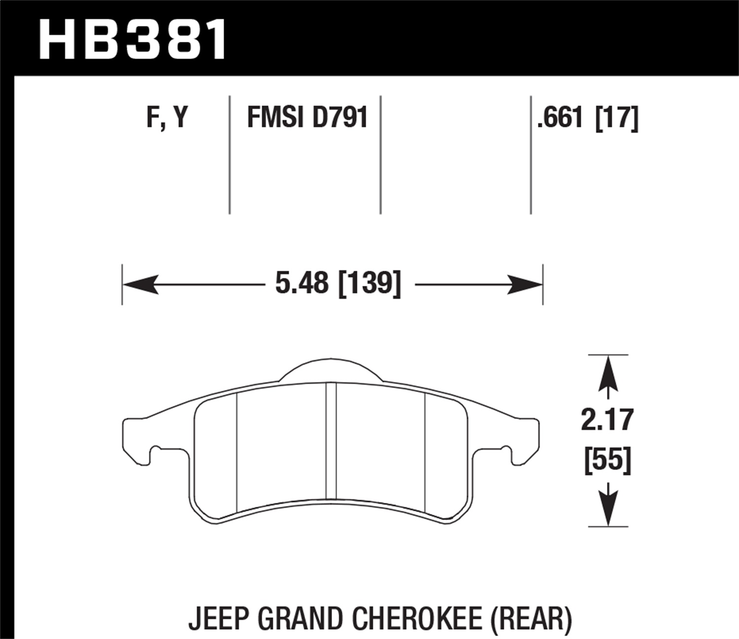 Hawk Performance Hawk Performance HB381Y.661 Disc Brake Pad Fits 99-04 Grand Cherokee (WJ)