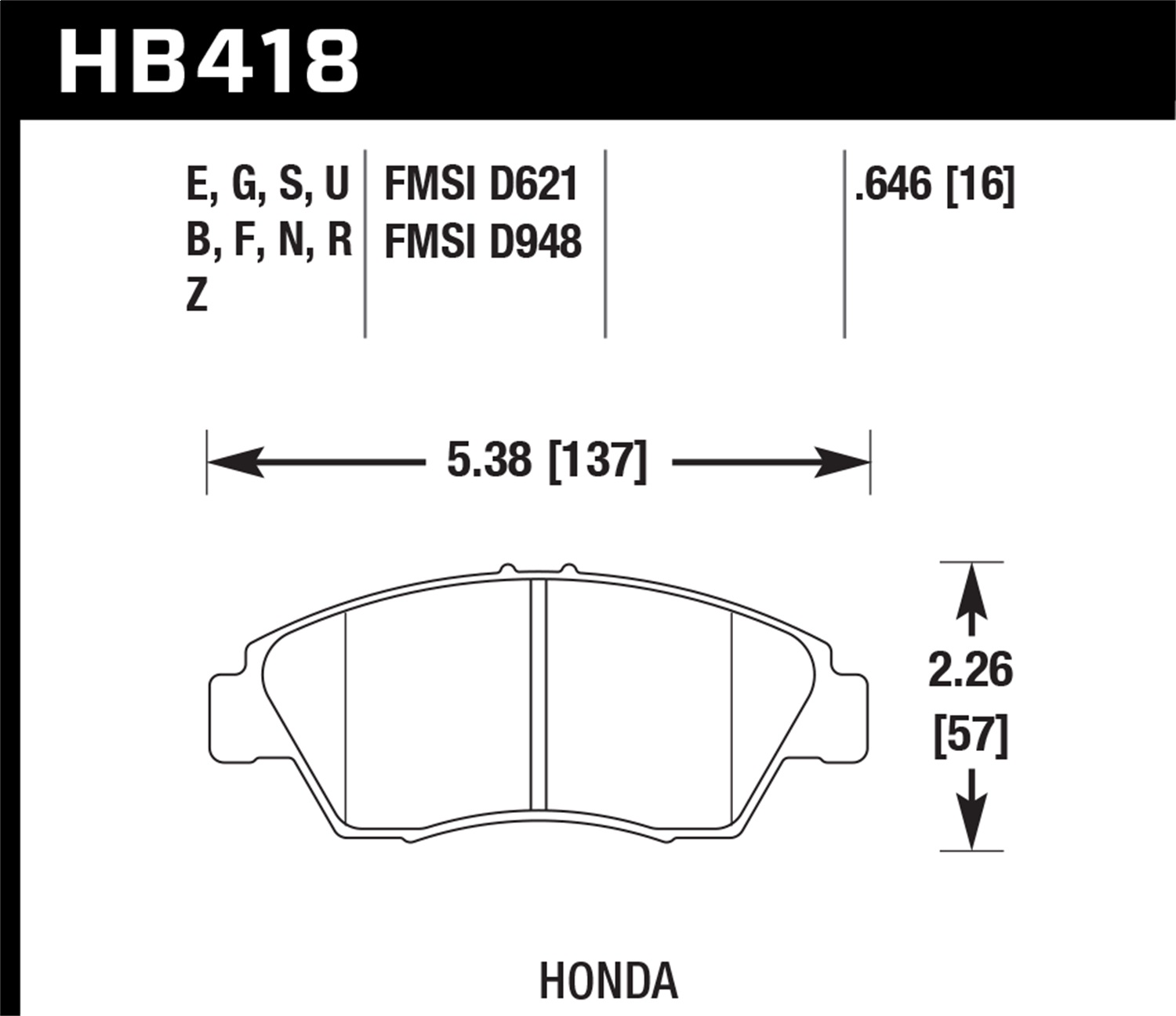 Hawk Performance Hawk Performance HB418F.646 Disc Brake Pad