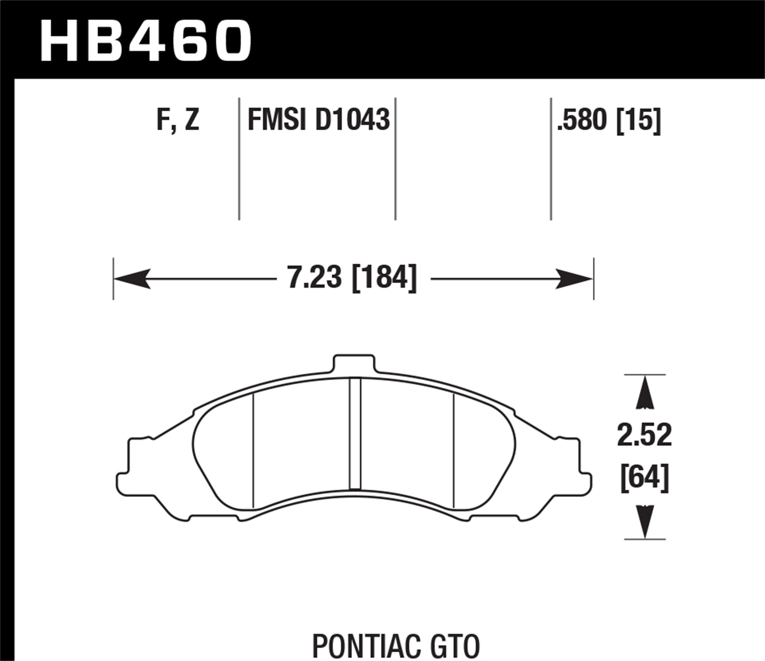 Hawk Performance Hawk Performance HB460F.580 Disc Brake Pad Fits 04 GTO