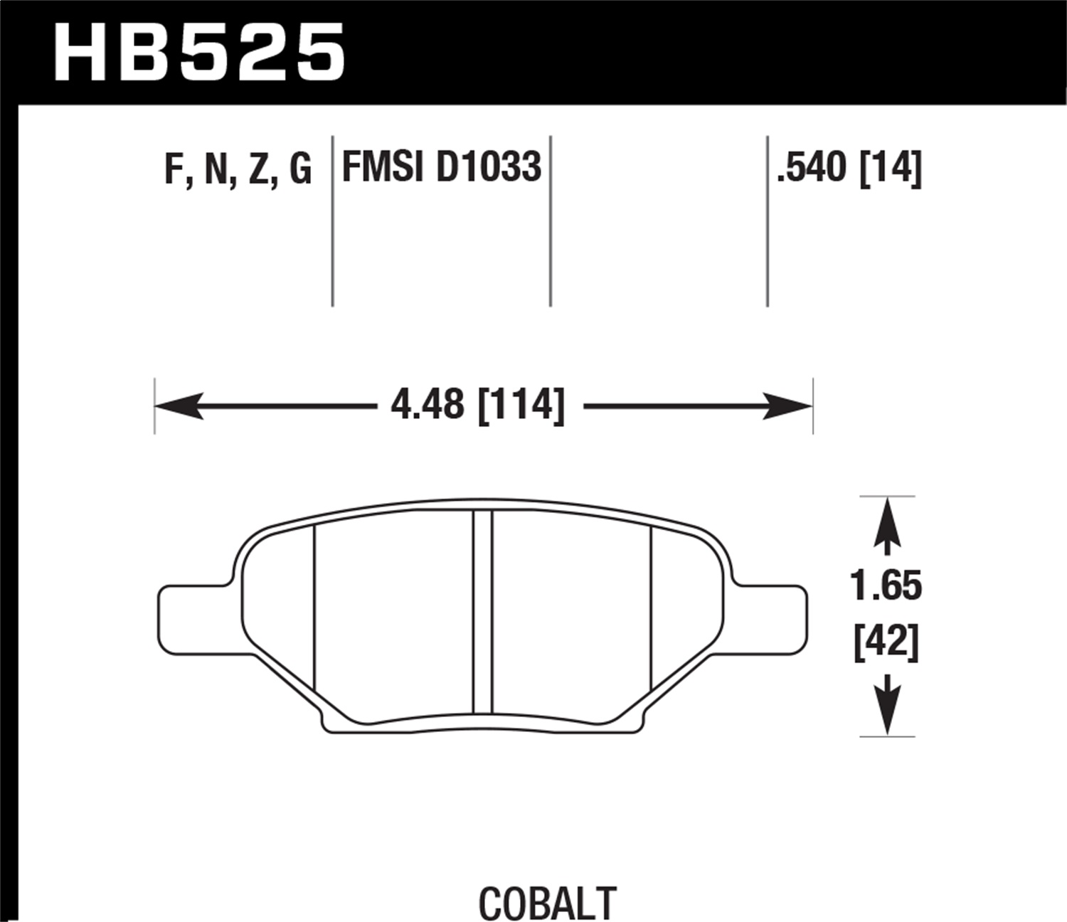 Hawk Performance Hawk Performance HB525F.540 Disc Brake Pad Fits Aura Cobalt G5 G6 HHR Ion Malibu
