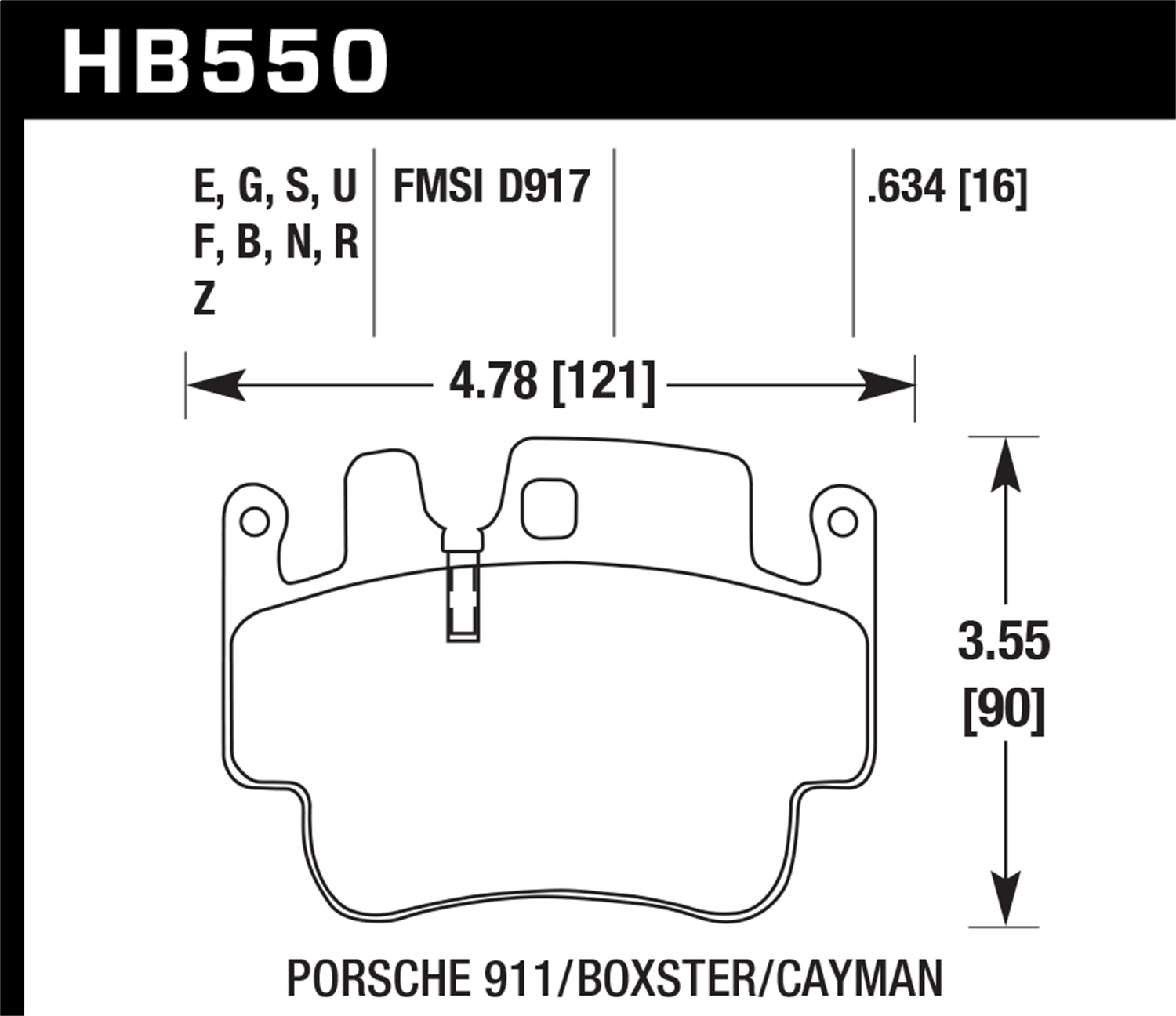 Hawk Performance Hawk Performance HB550F.634 Disc Brake Pad Fits 98-07 911 Boxster Cayman