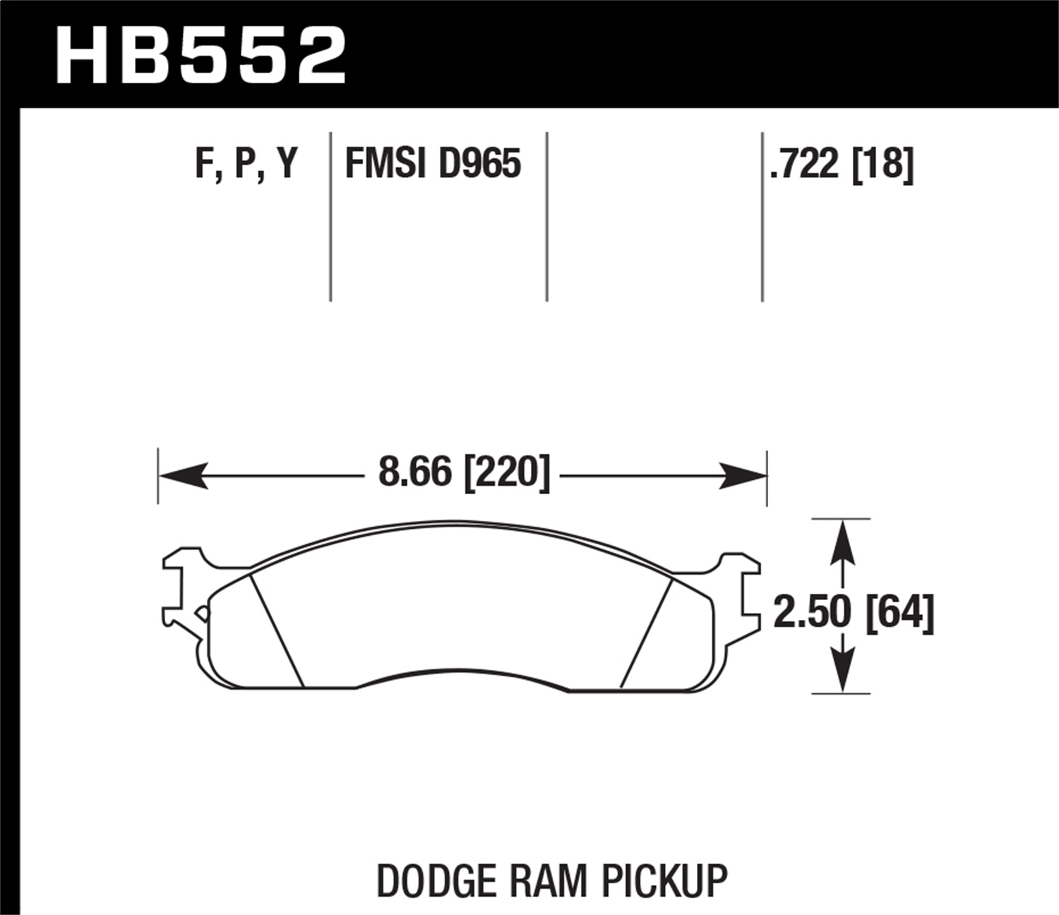 Hawk Performance Hawk Performance HB552Y.722 Disc Brake Pad Fits 03-08 Ram 1500 Ram 2500 Ram 3500