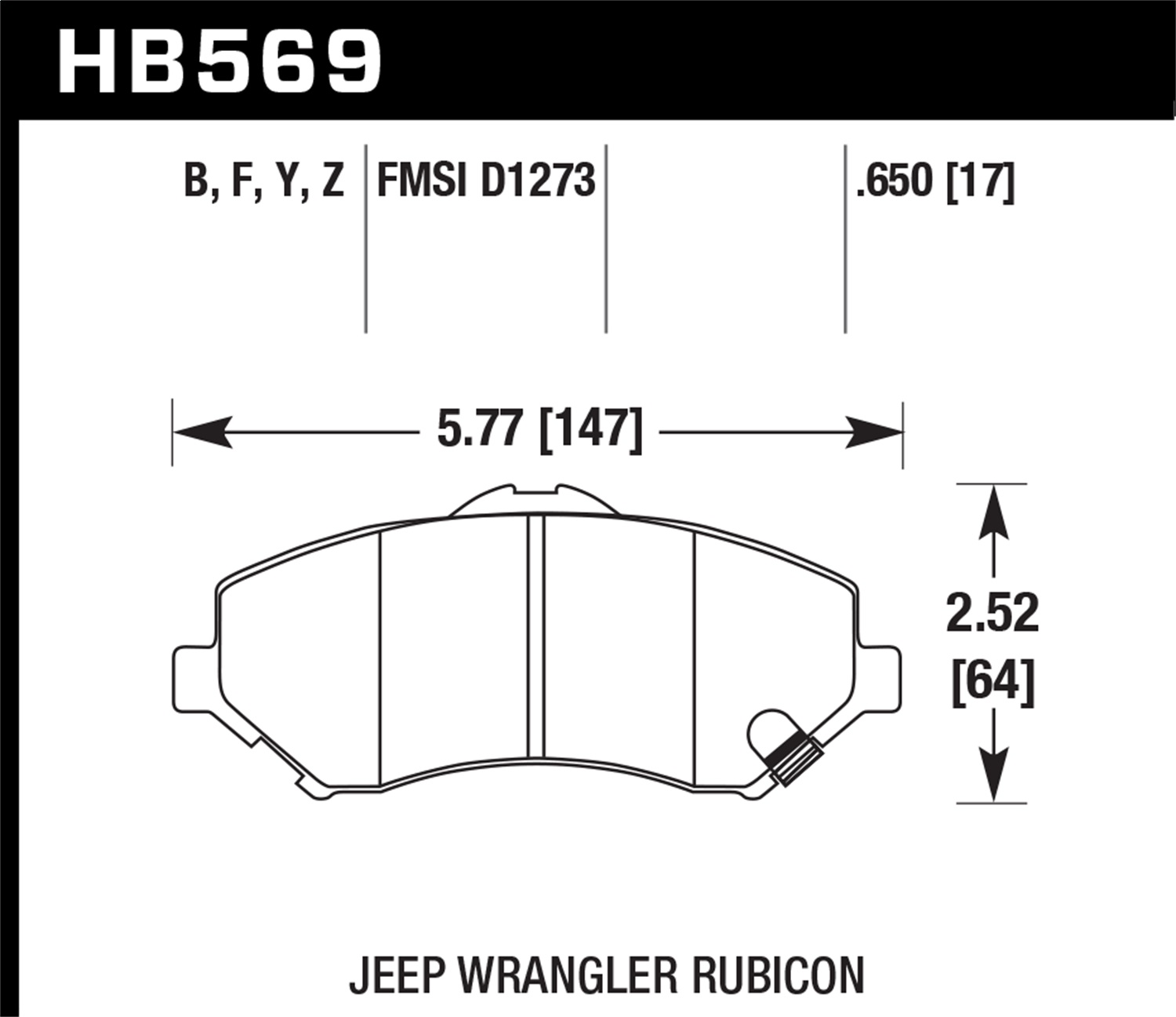 Hawk Performance Hawk Performance HB569Z.650 Disc Brake Pad Fits Liberty Nitro Wrangler (JK)