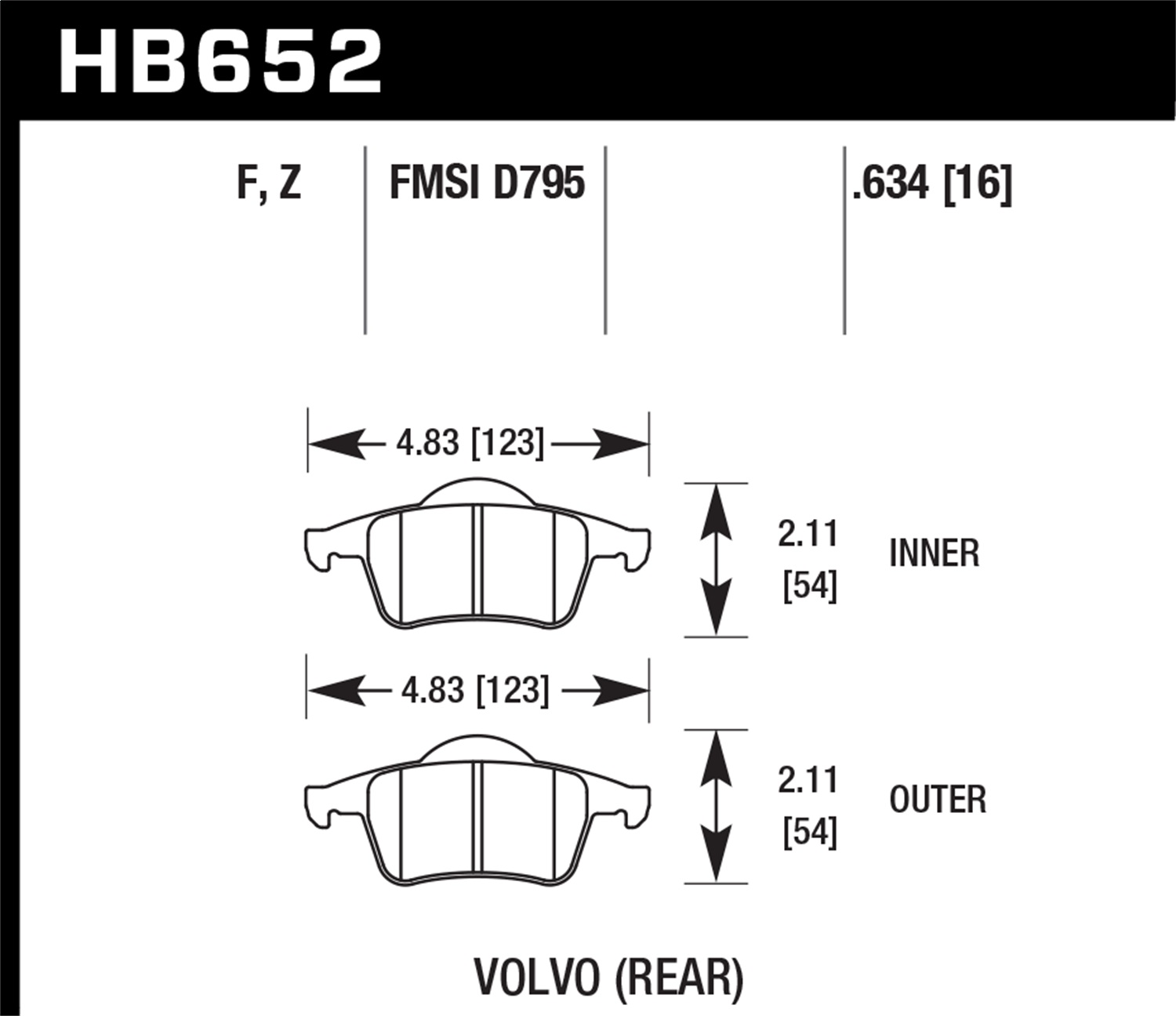 Hawk Performance Hawk Performance HB652F.634 Disc Brake Pad Fits 99-07 S60 S80 V70 XC70