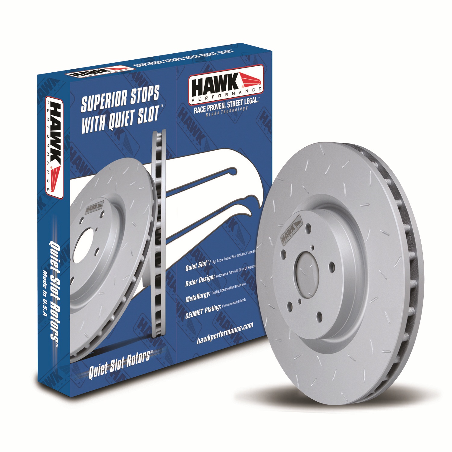 Hawk Performance Hawk Performance HUS946 Quiet Slot Rotor 99-14 Accord CL MDX Pilot TL TSX