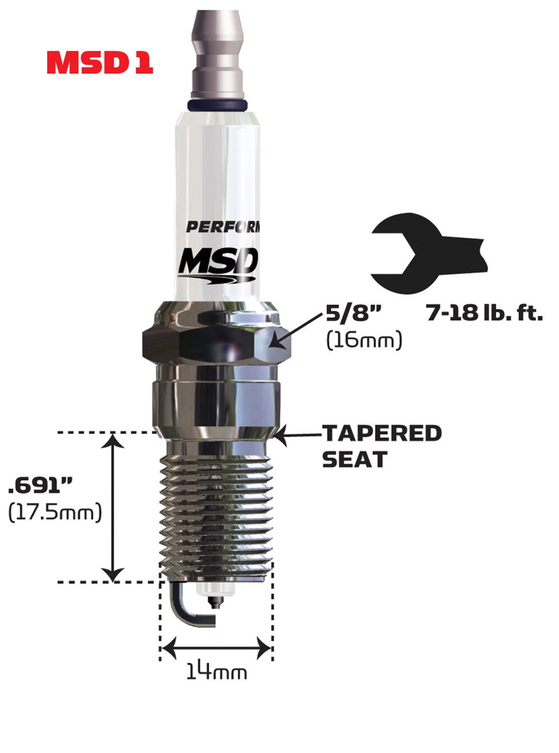 MSD Ignition MSD Ignition 37124 Iridium Tip Spark Plug