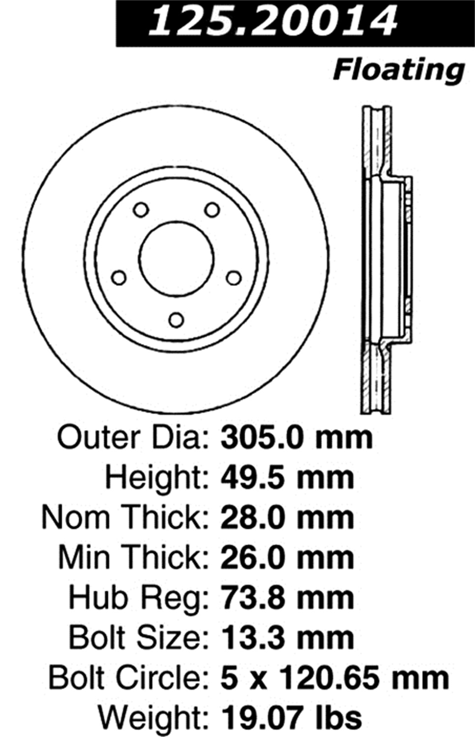 StopTech StopTech 125.20014 Premium High-Carbon Rotor Fits 00-01 XJR