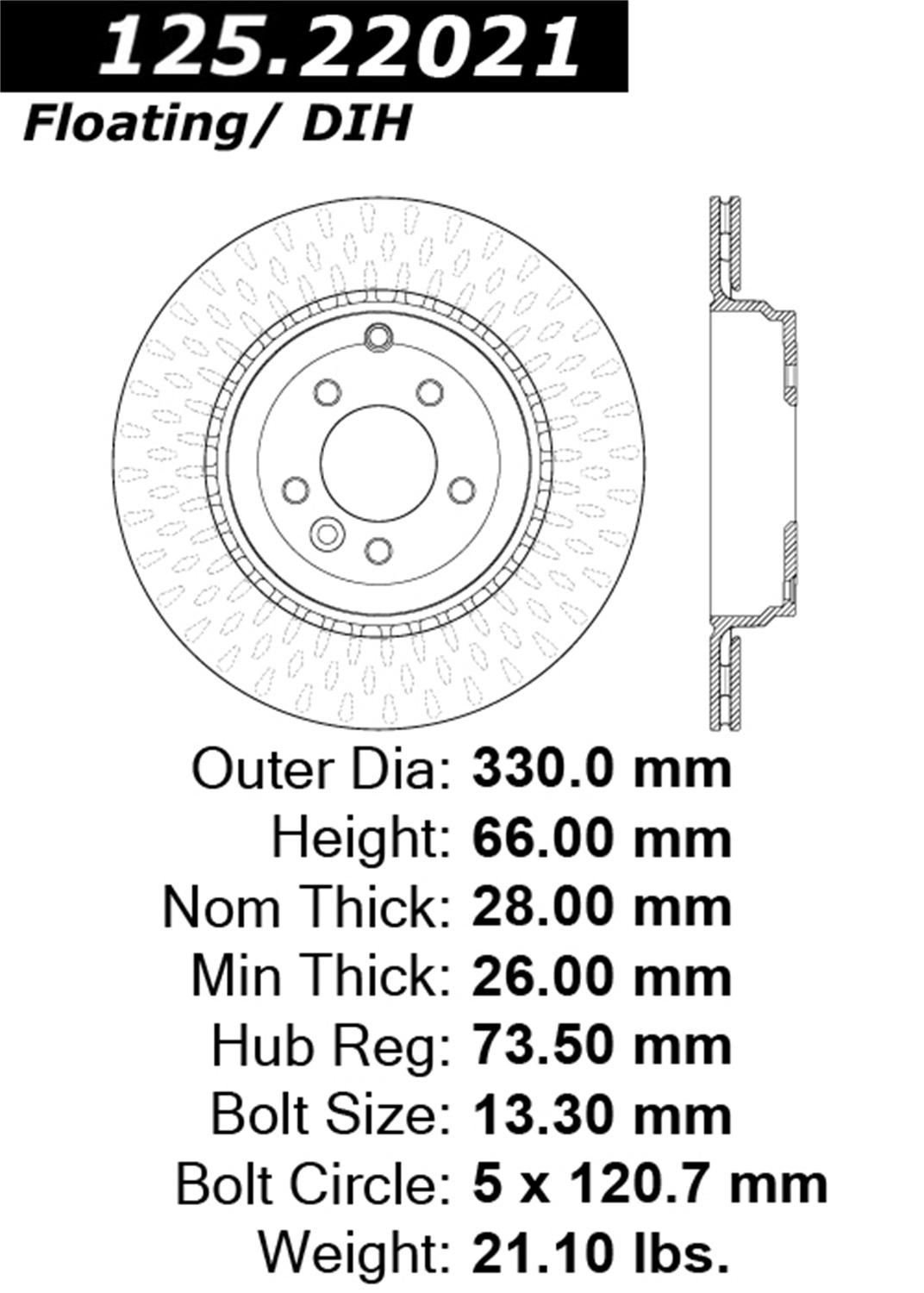 StopTech StopTech 125.22021 Premium High-Carbon Rotor Fits 10 Range Rover Sport