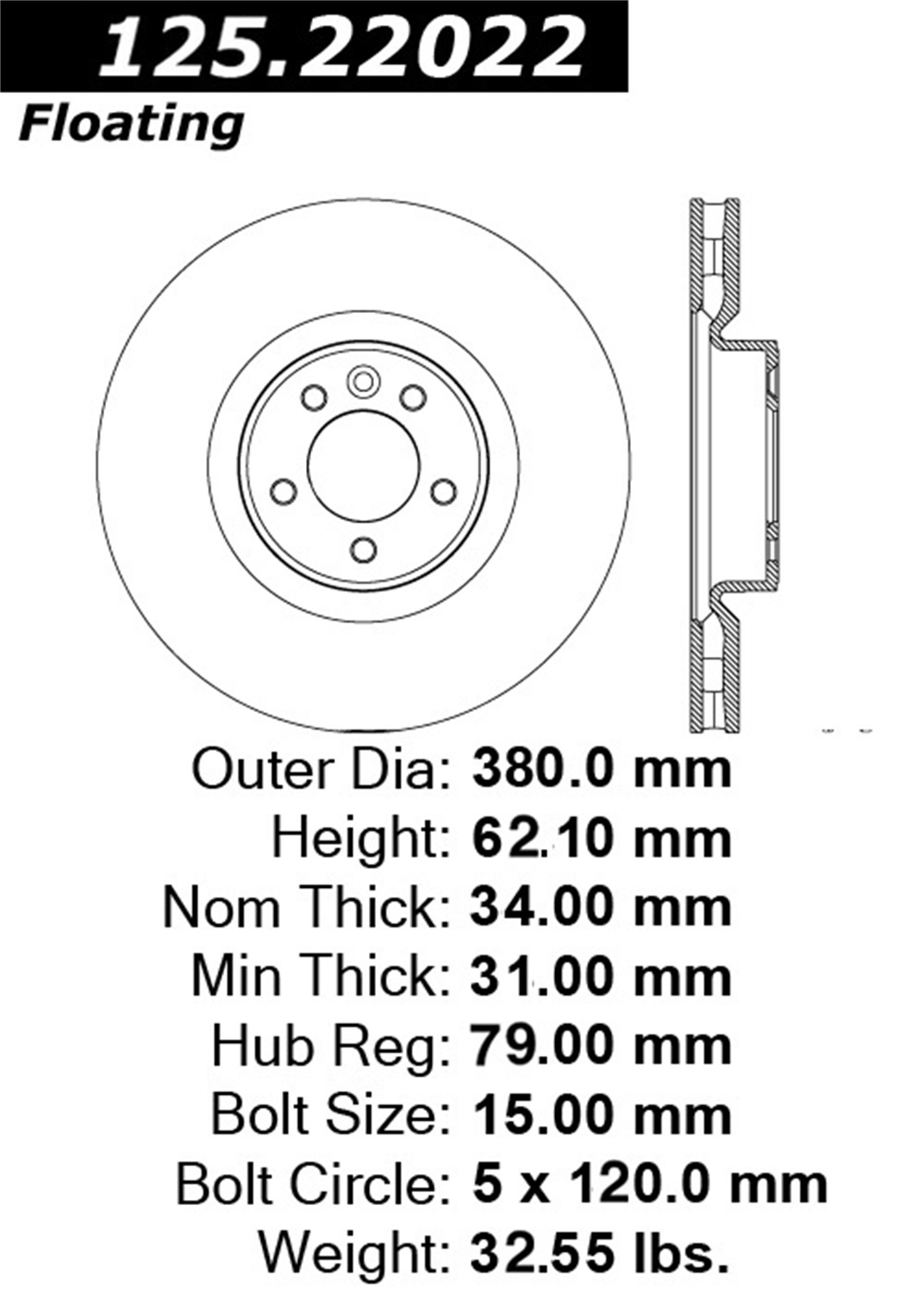 StopTech StopTech 125.22022 Premium High-Carbon Rotor Fits 10 Range Rover Sport