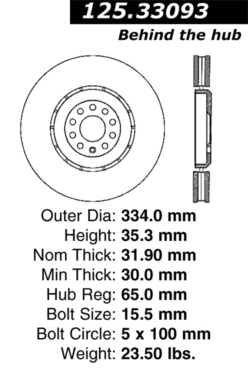 StopTech StopTech 125.33093 Premium High-Carbon Rotor Fits 04 Golf