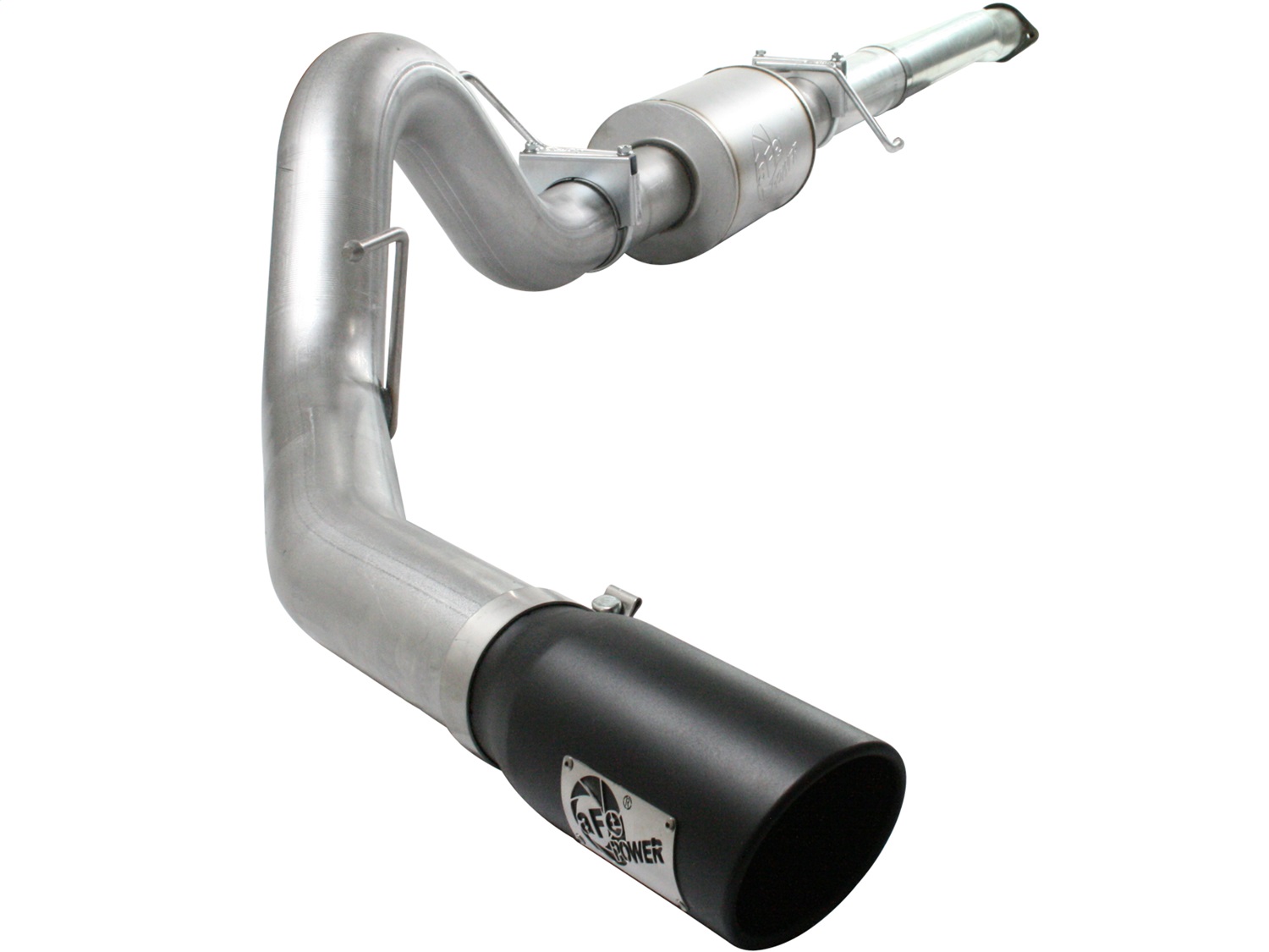 AFE ATLAS 4in Aluminized Steel Cat-Back Exhaust System w/Black Tip 49-03041-B