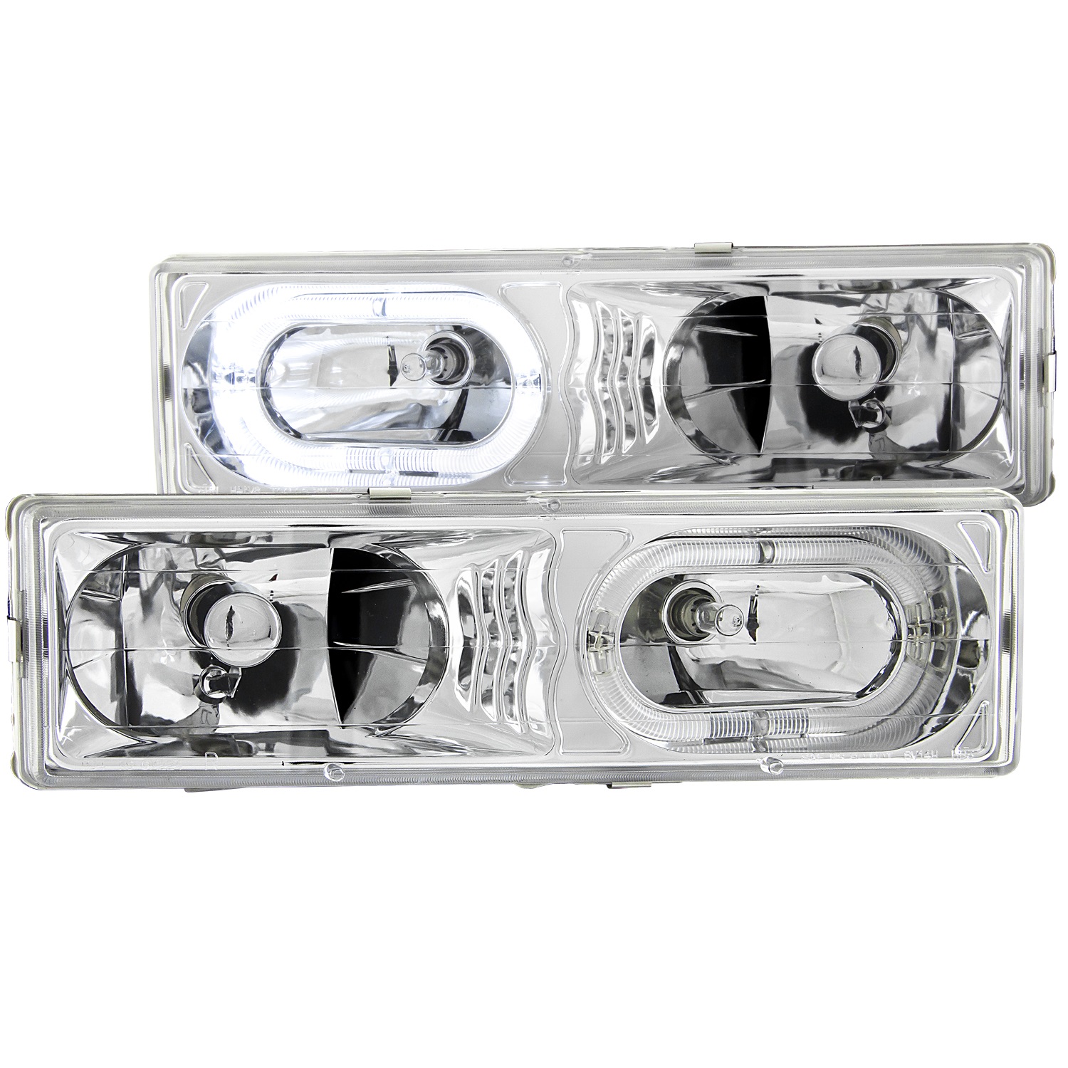 ANZO 111006 CRYSTAL HEADLIGHTS CHROME CLEAR w/HALO 1988-1998 C1500, C2500, C3500