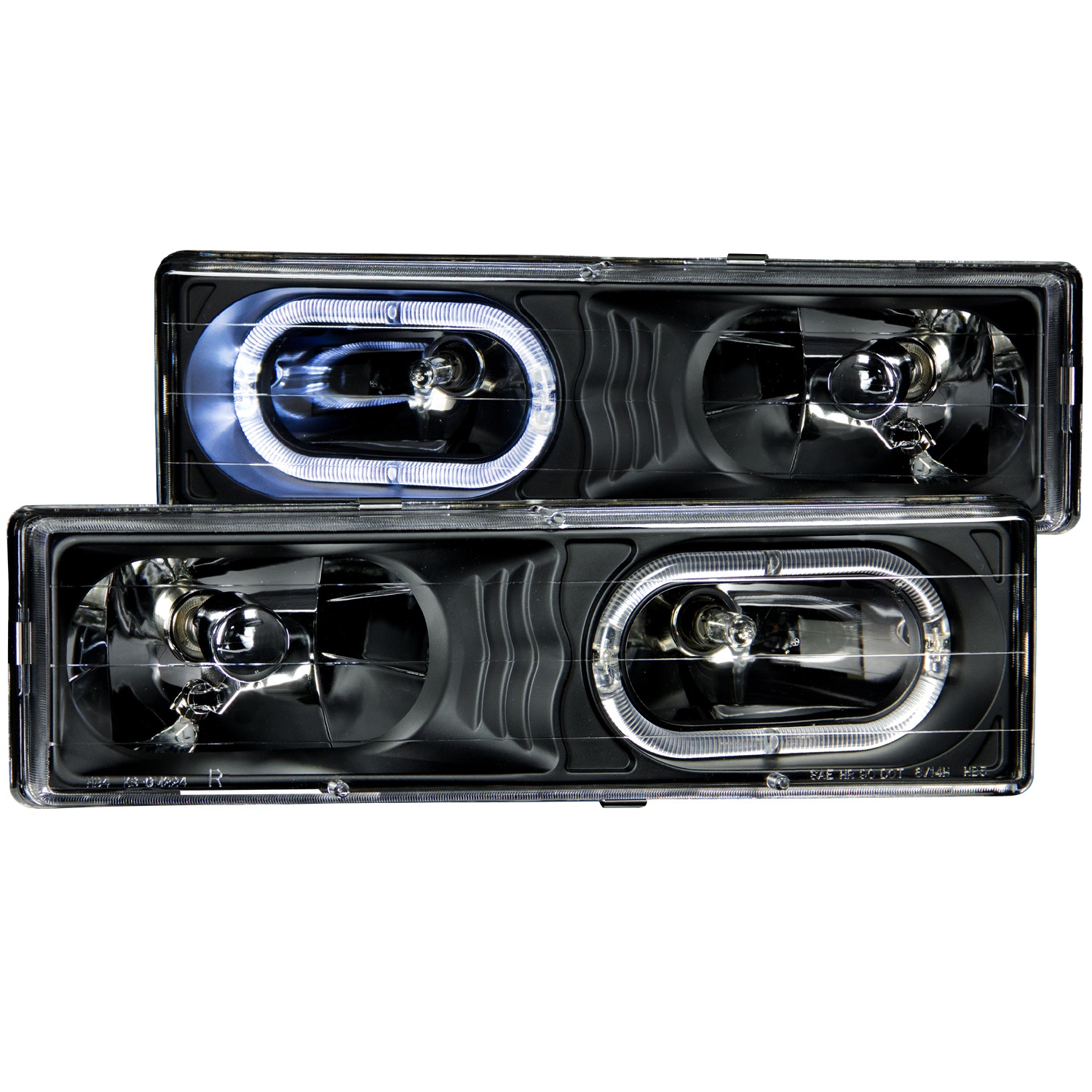 ANZO 111007 CRYSTAL HEADLIGHTS BLACK CLEAR w/ HALO 1988-1998 C1500, C2500