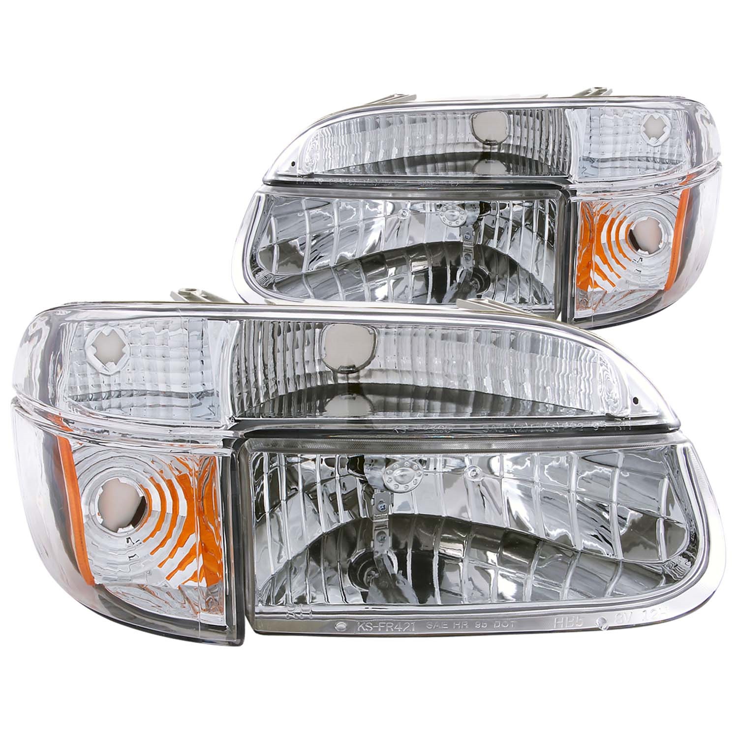 ANZO 111040 CRYSTAL HEADLIGHTS w/ CORNER CHROME CLEAR 1995-2000 Explorer