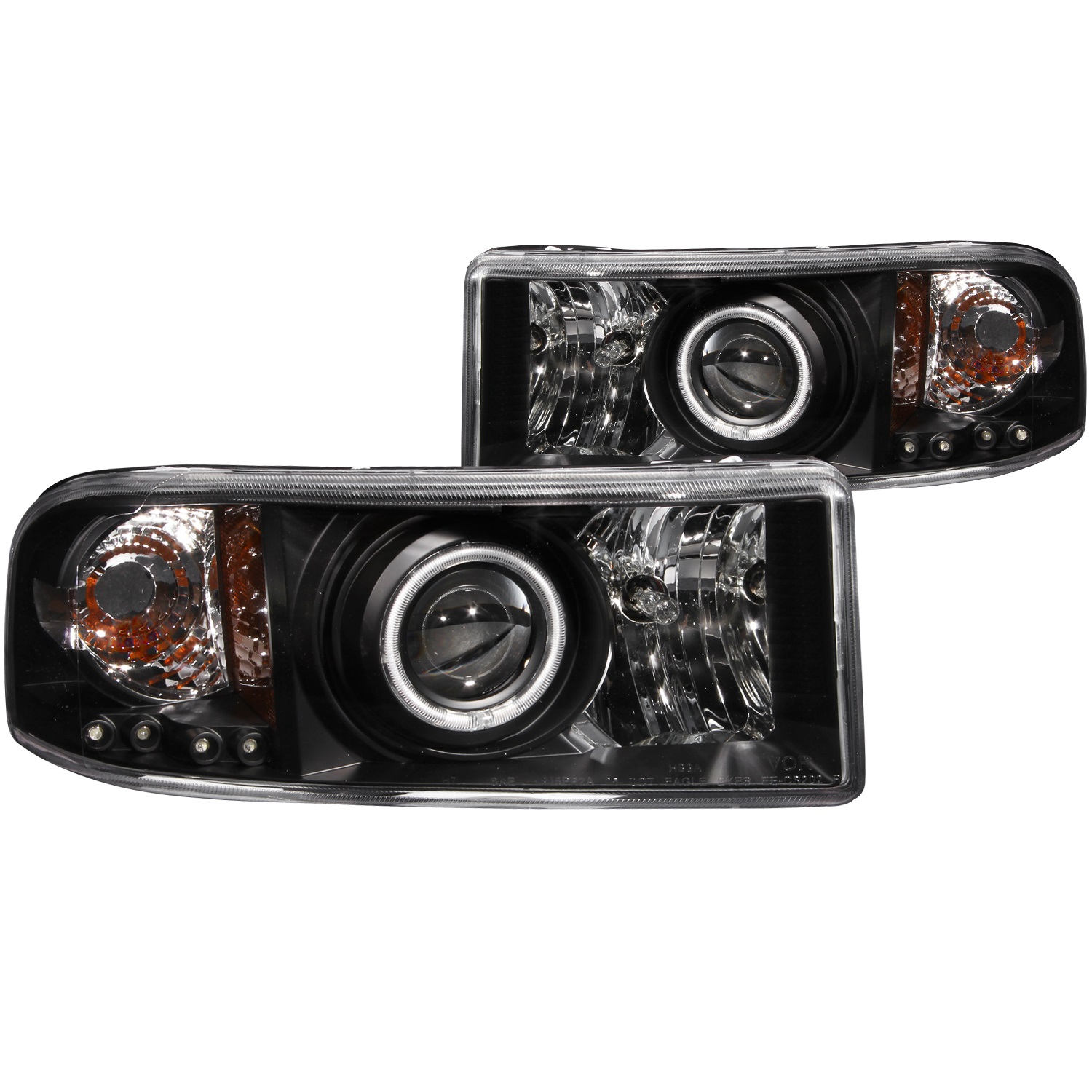ANZO PROJECTOR HEADLIGHTS w/ HALO BLACK CLEAR 1995-01 Fit Ram 1500 2500 3500