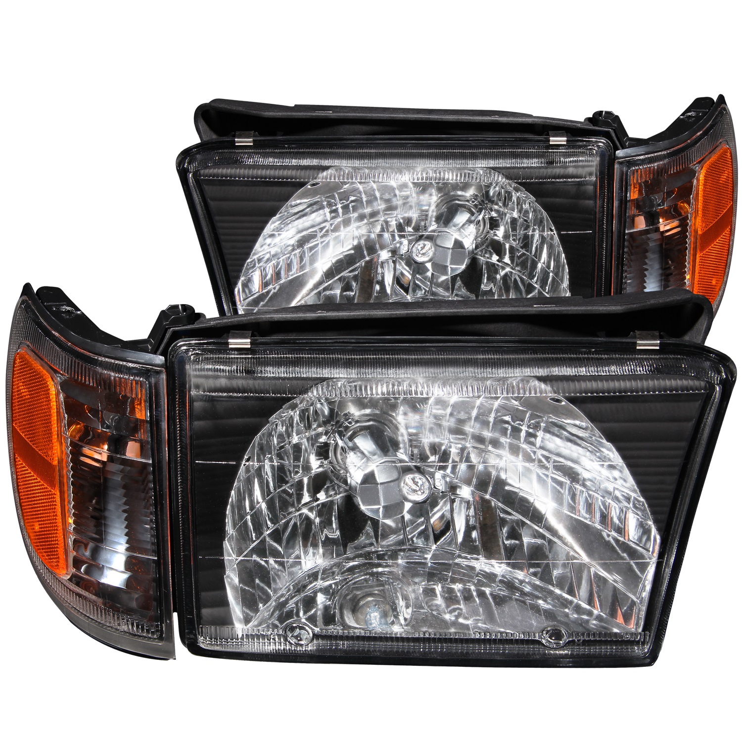 ANZO 111077 CRYSTAL HEADLIGHTS BLACK CLEAR For 1999-2002 4Runner
